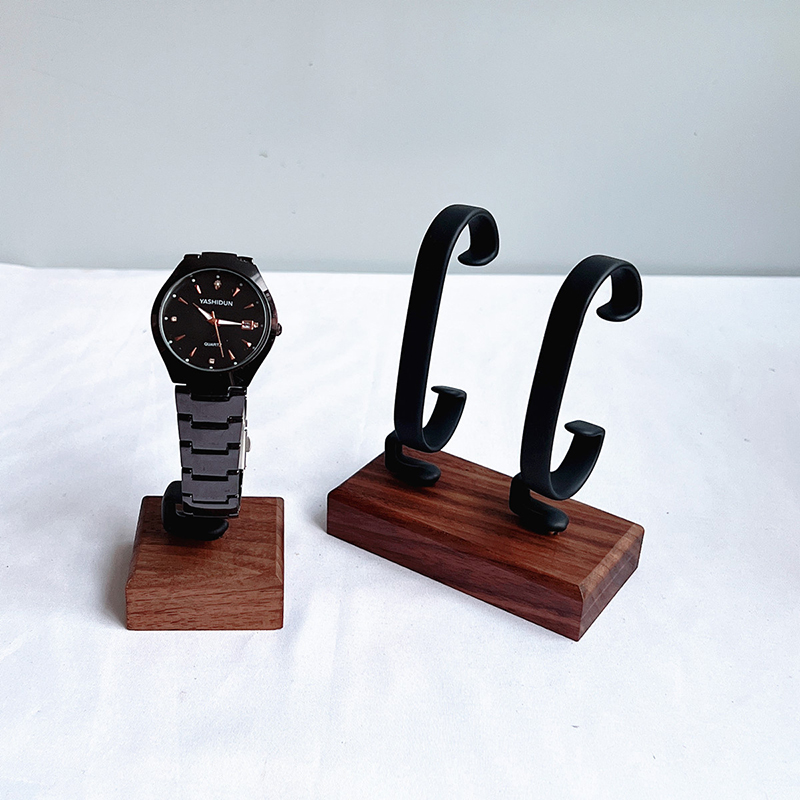 Jewelry And Watches Inc - ที่วางนาฬิกาไม้รูปตัว C ที่จัดระเบียบเครื่องประดับ แท่นโชว์สำหรับสร้อยข้อมือ แหวน ต่างหู