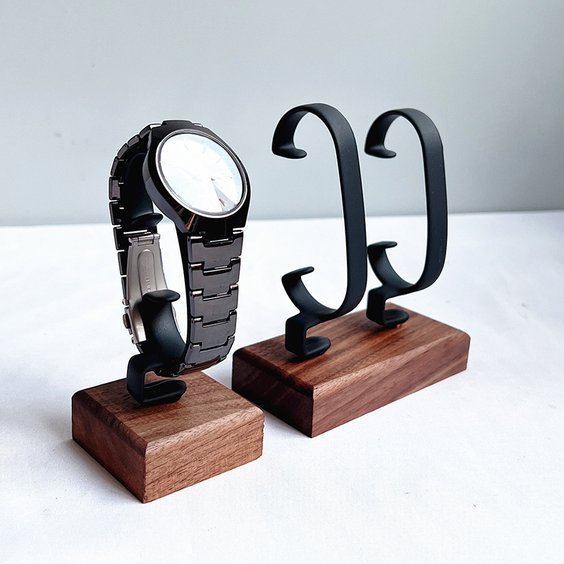 Jewelry And Watches Inc - ที่วางนาฬิกาไม้รูปตัว C สำหรับจัดเก็บเครื่องประดับ จัดแสดงสร้อยข้อมือ แหวน ต่างหู