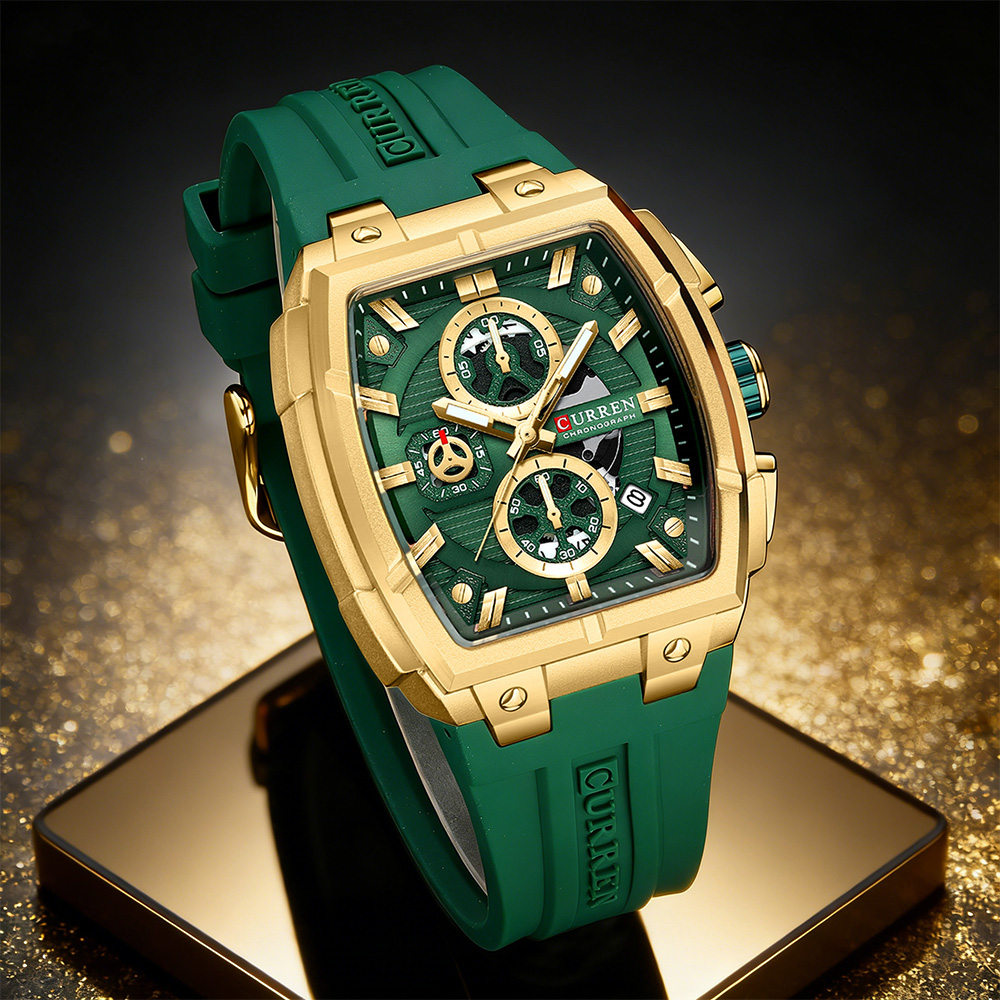 Jewelry For Watches - CURREN นาฬิกาวินเทจสุดหรูสำหรับผู้ชายกีฬานาฬิกาข้อมือควอทซ์โครโนกราฟพร้อมสายซิลิโคน,วันที่,เรืองแสง