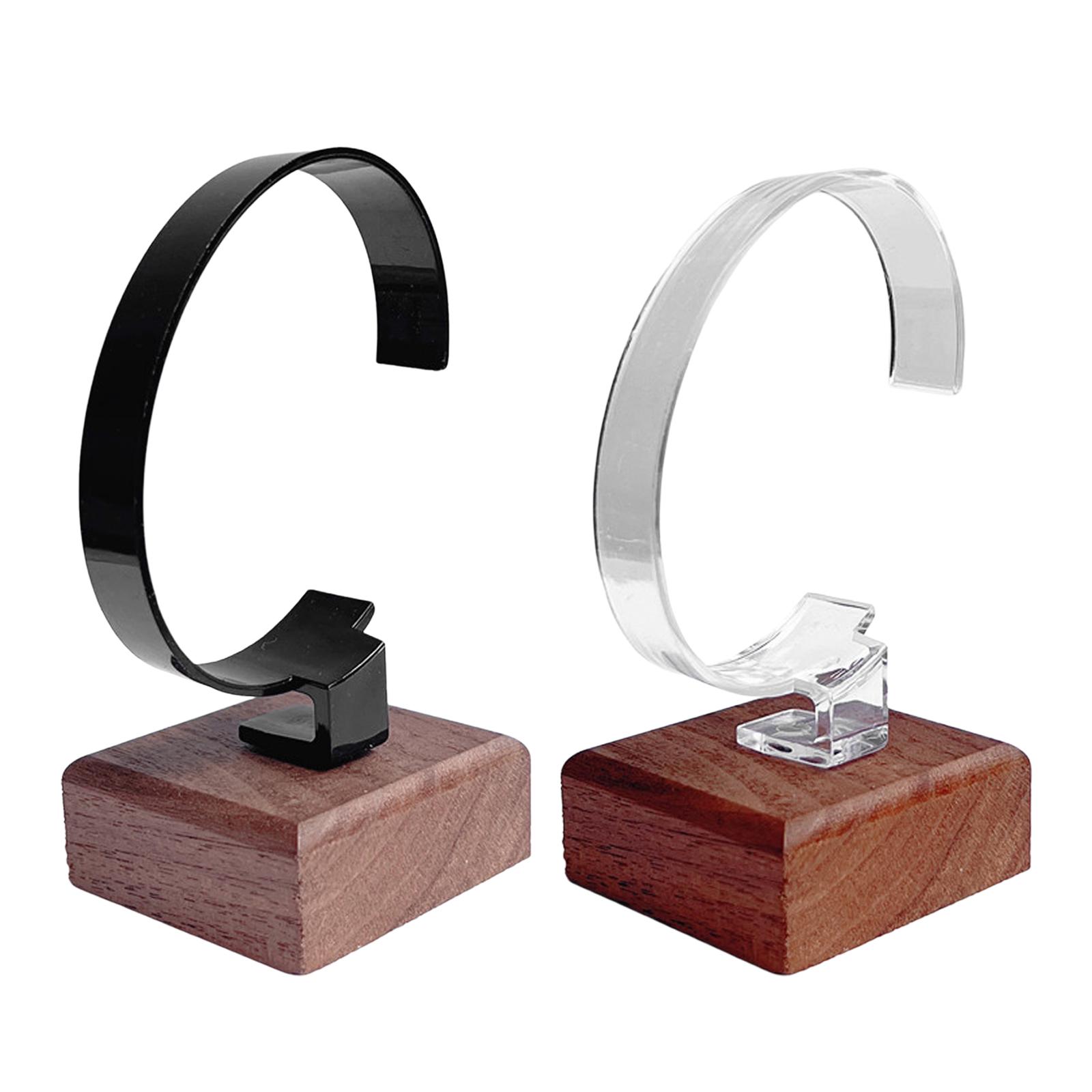 Jewelry And Watches Inc - แท่นวางนาฬิกาทรงตัว C พร้อมที่เก็บอุปกรณ์ ฐานไม้แข็งแรง ทนทาน ใช้จัดระเบียบนาฬิกาข้อมือ