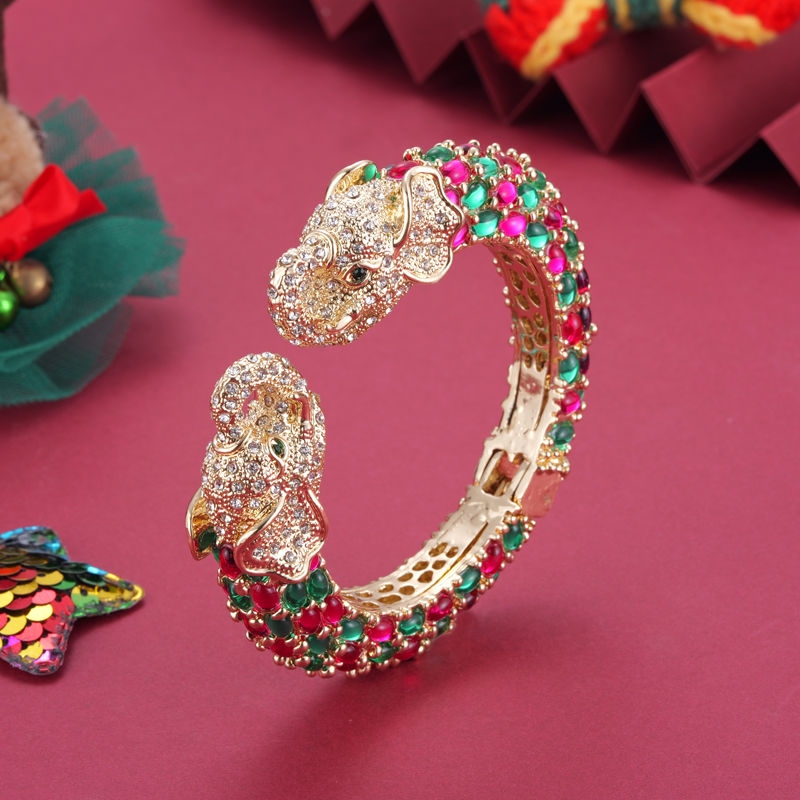 Paradise Jewelry & Watches Llc - กำไลข้อมือทำจากยางเรซินริสตัลรูปช้างหลากสีกำไลข้อมือชุบทองสำหรับ11199ผู้หญิง